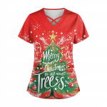 Naiste moodsad V-kaelusega l&uuml;hikeste varrukatega t&ouml;&ouml;riided, n&ouml;&ouml;ride ja taskutega, v&auml;rviga sobivad topid ja kaitseriided M punane