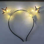 Light up Antlers with Feather Headband Cute Hair Hoop for Costume Night Markets Color Light