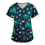 Suures suuruses tr&uuml;kitud Scrub t&ouml;&ouml;vormi topid naiste V-kaelusega j&otilde;ulutr&uuml;kis l&uuml;hikeste varrukatega l&otilde;busad T-s&auml;rgid taskutega t&ouml;&ouml;r&otilde;ivaste s&auml;rk M