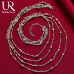 925 h&otilde;bedast mitme ketiga helmestega kaelakee Moodsad pulmaehted 45CM