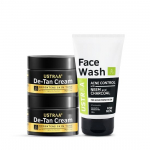 Ustraa Face Wash Acne Control - With Neem & Charcoal - 100g - Oil control, Prevents Acne & De-Tan Face Cream For Men - 50g x 2 - (Set of 2)