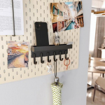 1 komplekti seinale kinnitatav v&otilde;tmehoidja 6 konksuga sissep&auml;&auml;su, augustamata sallikoti riidepuu hoiurest Kodutarbed must