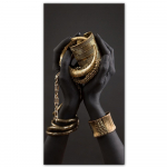 Must k&auml;si kuldsete ehetega l&otilde;uendimaalid plakatid ja tr&uuml;kised Aafrika kunst Kaasaegsed pildid Kodu seinakaunistus Taust Seinakaunistus 20x40cm