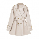 Naiste talvejope pikkade varrukatega elastne pingutusn&ouml;&ouml;r v&ouml;&ouml;taskud tuulepluus Kaherealine mantel keskmise pikkusega tuulekindel soe mantel M must