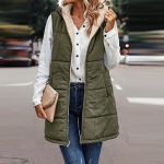 Naiste s&uuml;gisesed &uuml;mberp&ouml;&ouml;ratavad vestid varrukateta jakk lukuga kapuutsiga taskud pikad soojad talvised &uuml;ler&otilde;ivad XL armee roheline v&auml;rv