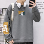 Suede raske sweatshirt meestele, tikitud, &uuml;mmarguse kaelusega, pullover, kevad-s&uuml;gis, uus, Ameerika trendikas, lai, pikkade varrukatega jakk meestele M gray