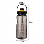 1,5 l/2 l/3 l pudelis suure mahutavusega spordiveetops, lekkekindel &otilde;lgplasti ja ajatempliga koduseks v&auml;lispordiks 3000ml must