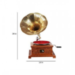 Kuldne messingist ja puidust gramofon, vintage plaadim&auml;ngijad, n&otilde;el, fonograaf, lill, nikerdus, vintage gramofon