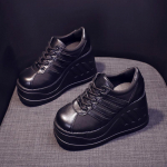 Naiste platvormkingad, mustad suured kiilud tossud, 10 cm k&otilde;rged kontsad, paelad Mood Goth Pumps jalatsid naiste punktennisele 35
