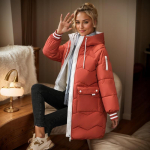 Talveriided: Uus Korea versioon vabaaja naiste keskmise pikkusega puuvillajakist kapuutsiga, lahtine ja paksendatud puuvillajakk 3XL punane