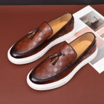 Moodsad Meeste Vabaajajalatsid Madalanahast Tekstuuriga Nahast Meeste Klassikalised Briti Stiilis Monk-Loafersid Meeste Slip-on V&auml;litingimustes S&otilde;itmiseks Lamedad Kingad 38 (US 6)