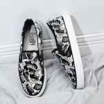 Kevadjalatsid meestele Canvas vabaajajalatsid Trend Print Lamedad rulakingad Noorte libisevad tossud 39 must