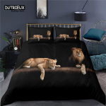 Luksuslik 3D Loom Tiiger L&otilde;vi Prindiga Kodu Elutoa Mugav Tekikoti Komplekt Padjap&uuml;&uuml;r Voodipesu Komplekt Queen ja King EU/USA/AU/UK Suurus EU single(135x200cm)