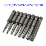 Kruvikeeraja h&otilde;bedane T8/T10/T15/T20/T25/T27/T30/T40 1/4 kuuskantvarrega