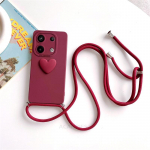 Note13 Crossbody Lanyard Love Heart &uuml;mbris Xiaomi Redmi Note 13 Pro jaoks 4g 5g 13Pro Plus 12 11 10 9 8 12pro juhtme silikoonkate RedmiNote11ProPlus5g