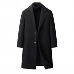 Meeste talvine vabaaja villane mantel, keskmise kuni pika pikkusega jakk, paks ja mitmek&uuml;lgne &uuml;likonna tuulejakk meestele XXXXL must