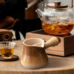 Keraamiline teekann, teekatel, soojendaja, lahtise lehega tee jaoks, piimakann kohvi jaoks Large White