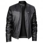 Kevad-s&uuml;gis krae Meeste nahkjakid Mood Slim Fit Mootorrattad &Uuml;ler&otilde;ivad Meeste Must Moto Biker Kunstnahast mantlid M must