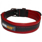 YAGO Collier en Cuir Noir et Rouge Souple et R&eacute;glable pour moyen chien, taille M 34-43 cm