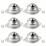 6 tk rull-laagrid 1 kuullaagrid 360&ordm; p&ouml;&ouml;rlevad madala profiiliga rattad 6 siledat rullikut 12 t&auml;ppiskruvi kuullaagrirullid 6pcs silvery