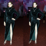 2025 S&uuml;gis T&auml;htedega Kaunistatud Tumeroheline Samet K&otilde;rge L&otilde;hikuga Ebakorrap&auml;rane Pikk Kleit Medium