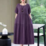 Naiste kleit Suvised vintage riided vabaaja l&uuml;hikeste varrukatega pikk kleit naistele suvekomplekt 4XL