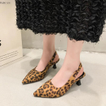 Naiste Madala Kontsaga Slingback Sandaalid Suvi Leopard Terava Otsaga Naiste Mules ZAZA Mood Loomaprindiga Madala Kontsaga Rannakingad 35