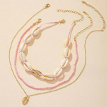 Kolmekihilised Beach Seashell Choker kaelakeed Bohemian Natural Shell kaelakee L&uuml;hike kaelarihm naistele K&ouml;iekett Choker Aksessuaarid golden