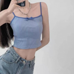 Uus Prantsuse T&uuml;drukulik Vibu Halter Vest Naiste Suvine Slim-fit Kootud L&uuml;hike Crop Top One size