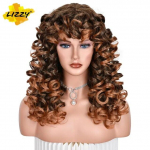 Punakaspruun Vask Ingver L&uuml;hikesed Lahtised Krussis Parukad Naistele S&uuml;nteetiline Loomulik Cosplay Juustega Parukas Tukkidega Kuumakindel LIZZY 1 PC-17inches