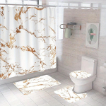 1/4 tk Valge Marmorist Veekindel Du&scaron;ikardina Komplekt Dekoratiivne Vannitoakomplekt Libisemisvastane Vaip WC-kaane Kate Vannimatt Ja 12 Konksu 4Pcs