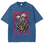 Suvemood Naiste T-s&auml;rk Romantiline Stiil Multifilm Kolju Raam Prindiga L&uuml;hikeste Varrukatega Unisex Pesutud Puuvillane &Uuml;laosa T-s&auml;rk 3XL