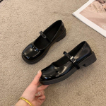 Prantsuse retro v&auml;ikesed nahkkingad naiste 2024 uus suvi &uuml;mara ninaga paksu kontsaga &uuml;hev&auml;rvilised kingad seelikuga Mary Jane kingad 39