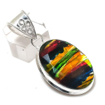 Dichroic Glass Handmade 925 Sterling Silver Jewelry Pendant 2.05 o6b50