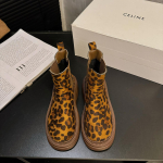 Leopardist platvormiga pahkluusaapad Naiste kingad Paksude kontsadega Chelsea saapad Suede S&uuml;gisene trend Naiste saapad 2024 Disain Talvine lumi Botas Mujer 35 leopard