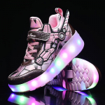 Kahe ratta rulluisud Laste sisset&otilde;mmatavad Automaatse rattaga Spordijalatsid USB-laetavad LED-valgustusega Spordijalatsid 39 roosa