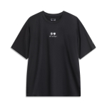 Li Ning Spordielustiili Seeria High Street Ameerika Vintage Kirjadega Logoga Tr&uuml;kitud &Uuml;mara Kaelusega L&uuml;hikeste Varrukatega T-s&auml;rk Unisex T-s&auml;rk Must AHSU793-1 3XL