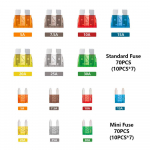 140 tk. Auto Blade Kaitsmete Sortimendi komplekt Mini Blade Fuse Keskmise Standardne Segatud Kastiga Autoveoauto Mootorratta jaoks