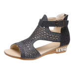 Suvised Uued Rooma K&otilde;rge S&auml;&auml;rega Kala Suu V&auml;ljal&otilde;igetega Sandaalid Tagumise Lukuga Kiilkontsad Rhinestone Litrid Naiste Kingad must