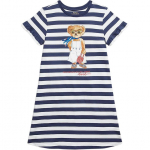 Polo Ralph Lauren Kleit Logo Triibuline &Uuml;mmargune kaelus L&uuml;hikesed varrukad Lastekleidid Sinine 313965227-001 XL