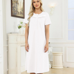 Naiste &ouml;&ouml;s&auml;rgid puuvillased kandilise kaelusega l&uuml;hikeste varrukatega magamiss&auml;rgid mugavad vabaaja suve s&uuml;gise pidžaamad puhkeriided koduriietus XXL valge