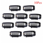 10/100 Toupee parukaklambrid, kummist seljaga juuksepikendused, mustad 9 hammast 10Pcs