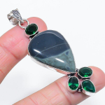 Natural Kambaba Jasper, Diopside 925 Sterling Silver Jewelry Pendant 2.76 a8k00