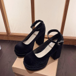 Platvorm naiste Mary Jane kingad Moodsad Elegantsed Ristrihmaga Paksude Kontsadega Kingad Kevad Naiste Kolledži Stiilis Suede Kleitkingad 38 black