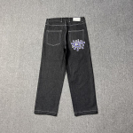 ZYLLO Uued Teksap&uuml;ksid K&otilde;rge Kvaliteediga Tr&uuml;kitud Tikandiga Sirged Teksap&uuml;ksid Mustad P&uuml;ksid Meeste Teksap&uuml;ksid Tr&uuml;kkimise Trend Street Wear Teksap&uuml;ksid Mehed S gray