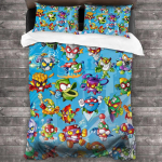 Super Zings Voodipesukomplekt &Uuml;heinimese Twin T&auml;is Queen King Suuruses Voodikomplekt T&auml;iskasvanu Laste Magamistoa Tekikoti Komplektid 3D Prindiga Anime M&auml;ng 011 AU King(245x210cm)
