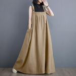 Pluss-suuruses naiste suvine &otilde;larihmaga kleit lahtised Korea stiilis pikad kleidid &uuml;lisuur puuvillane linane vabaaja kleit One Size