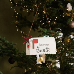 Mailbox Christmas Tree Ornament Letters to Santa Xmas Post Box for Festival valge