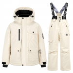 Laste mood Suusakomplekt Poiste ja t&uuml;drukute paksendatud veekindel soe suusakost&uuml;&uuml;m Jope ja p&uuml;ksid komplekt 10 beež