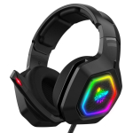 K10 Peasse kinnitatav Professionaalne M&auml;ngupeakomplekt RGB V&auml;rvilise Valgustusega Mikrofoniga PC Telefon PS4 XBOX Switch M&auml;nguri Juhtmega K&otilde;rvaklapid must